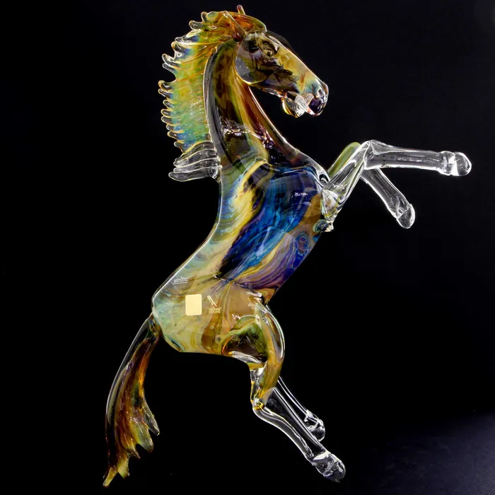 Earrings Zanetti Oscar Prancing Horse Calcedonio Murano Glass