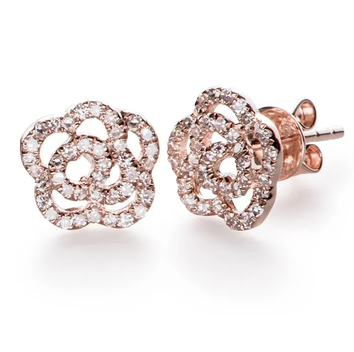 EF COLLECTION Earrings Diamond Rose Stud Earrings