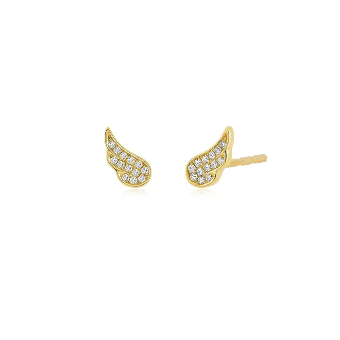EF COLLECTION Earrings Single Diamond Baby Angel Wing Stud Earrings
