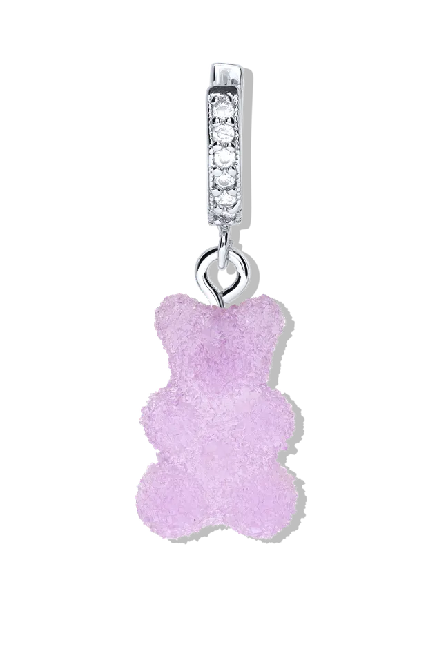 Fizzy Nostalgia Bear hoop Silver plated Grape Crystal Haze Jewelry EU Earrings