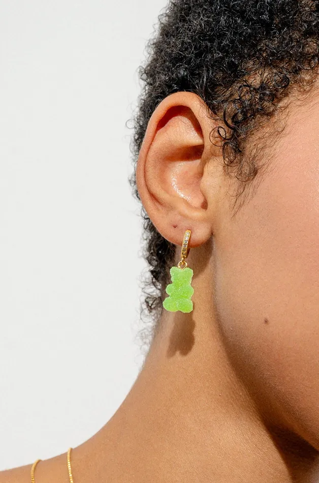 Fizzy Nostalgia Bear hoop Sour Apple Crystal Haze Jewelry EU Earrings