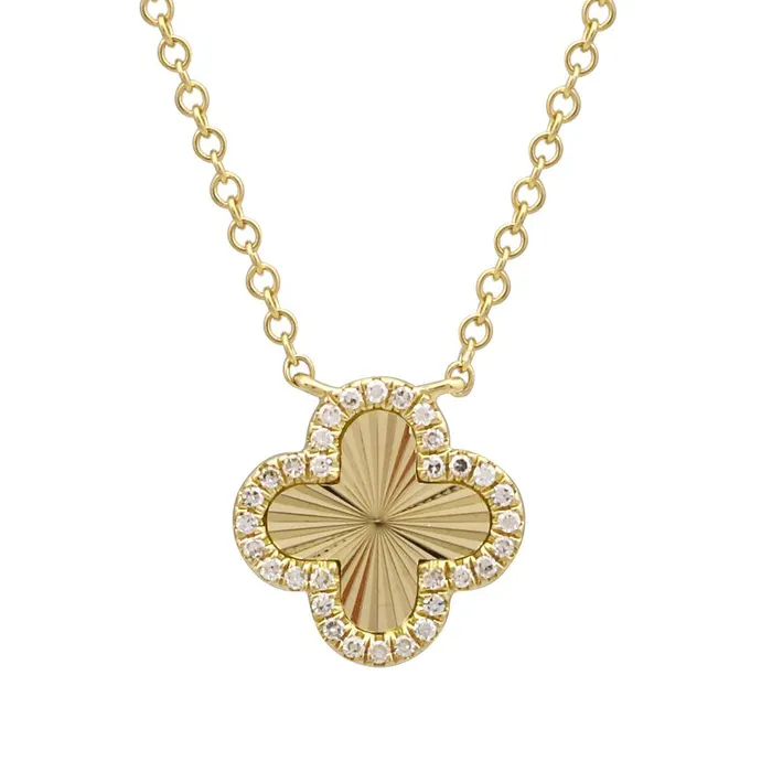 Fluted Clover Diamond Necklace NicoleHD Jewelry Necklaces
