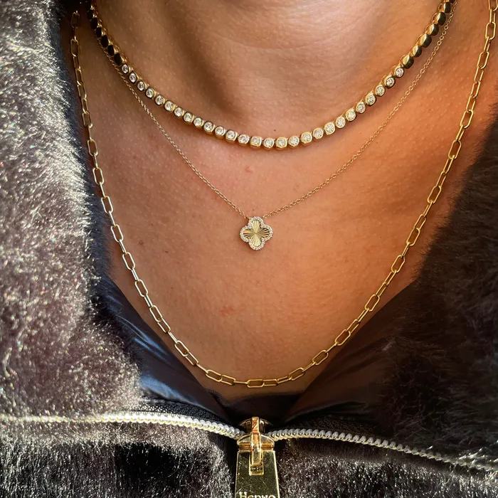 Fluted Clover Diamond Necklace NicoleHD Jewelry Necklaces