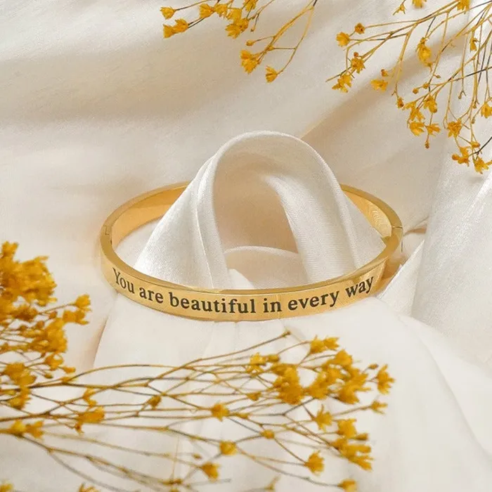 Forever Truth Bracelets You Are Beautiful Gold Bangle Bracelet