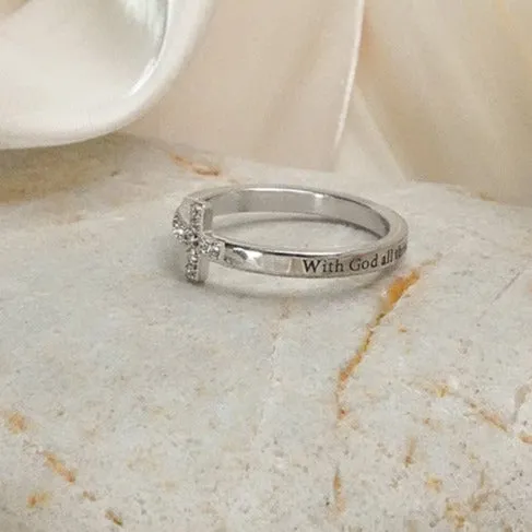 Forever Truth With God All Things Are Possible Diamond CZ Cross Ring Rings Forever Truth With God All Things Are Possible Diamond CZ Cross Ring Rings