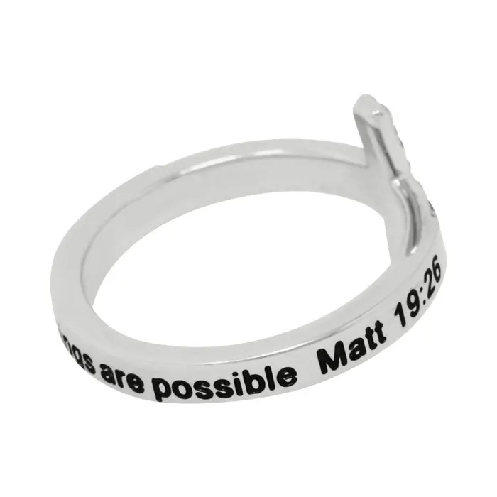 Forever Truth With God All Things Are Possible Diamond CZ Cross Ring Rings
