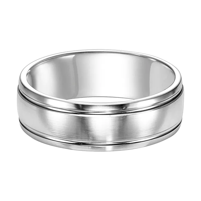 FREDERICK GOLDMAN Rings White Gold 7mm Mens Wedding Band