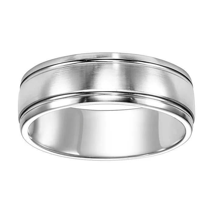 FREDERICK GOLDMAN Rings White Gold 7mm Mens Wedding Band