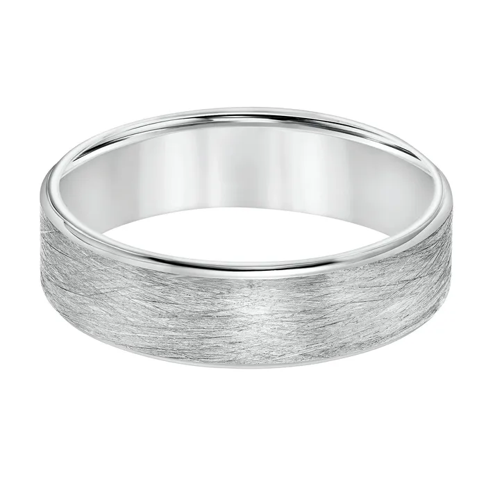 FREDERICK GOLDMAN White Gold 6mm Mens Wedding Band Rings