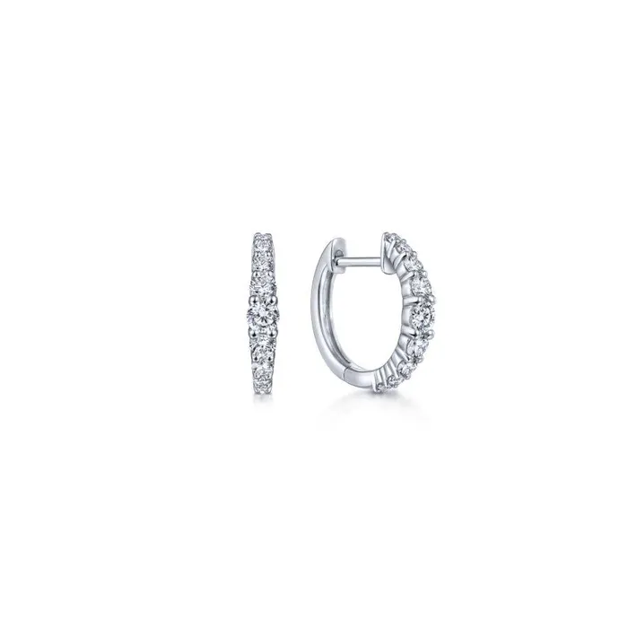 GABRIEL CO 14K White Gold 13mm Classic Diamond Huggie Earrings Earrings