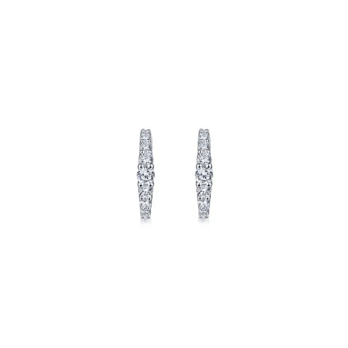 GABRIEL CO 14K White Gold 13mm Classic Diamond Huggie Earrings Earrings