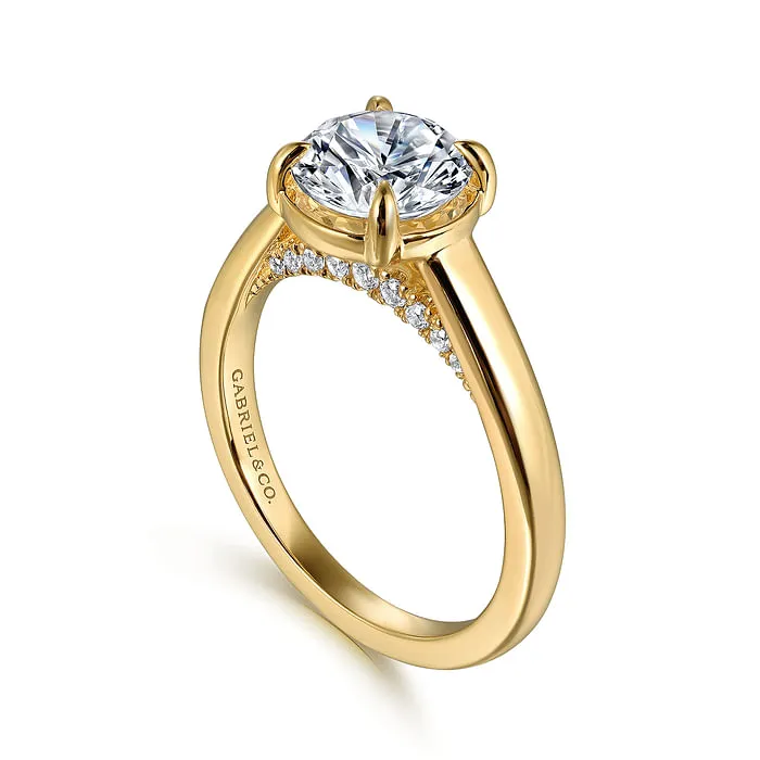 GABRIEL CO 14K Yellow Gold Round Diamond Engagement Ring Rings