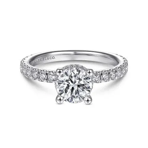 GABRIEL CO Alina 14K White Gold Hidden Halo Round Diamond Engagement Ring Setting Only Rings GABRIEL CO Alina 14K White Gold Hidden Halo Round Diamond Engagement Ring Setting Only Rings