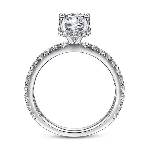 GABRIEL CO Alina 14K White Gold Hidden Halo Round Diamond Engagement Ring Setting Only Rings