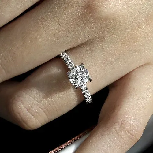 GABRIEL CO Alina 14K White Gold Hidden Halo Round Diamond Engagement Ring Setting Only Rings