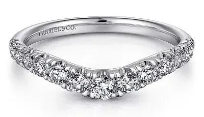 GABRIEL CO Annecy Curved 14K White Gold French Pave Set Diamond Wedding Band 05 ct Rings GABRIEL CO Annecy Curved 14K White Gold French Pave Set Diamond Wedding Band 05 ct Rings