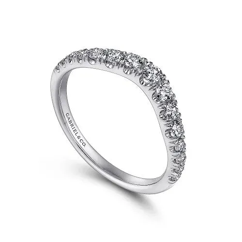 GABRIEL CO Annecy Curved 14K White Gold French Pave Set Diamond Wedding Band 05 ct Rings GABRIEL CO Annecy Curved 14K White Gold French Pave Set Diamond Wedding Band 05 ct Rings