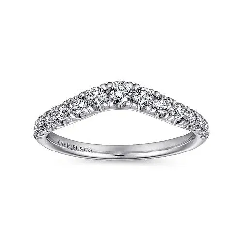 GABRIEL CO Annecy Curved 14K White Gold French Pave Set Diamond Wedding Band 05 ct Rings GABRIEL CO Annecy Curved 14K White Gold French Pave Set Diamond Wedding Band 05 ct Rings