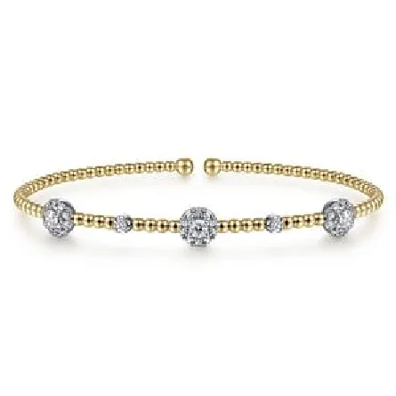 GABRIEL CO Bracelets 14K WHITEYELLOW GOLD BUJUKAN DIAMOND CLUSTER STATIONS BANGLE