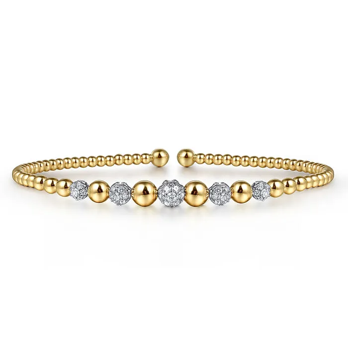 GABRIEL CO Bracelets 14K YellowWhite Gold Bujukan Diamond Stations Bangle