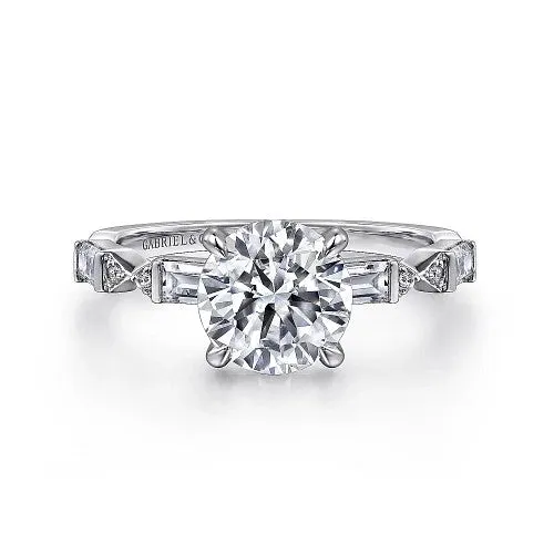 GABRIEL CO Dariella 14K White Gold Round Diamond Engagement Ring Setting Only Rings GABRIEL CO Dariella 14K White Gold Round Diamond Engagement Ring Setting Only Rings