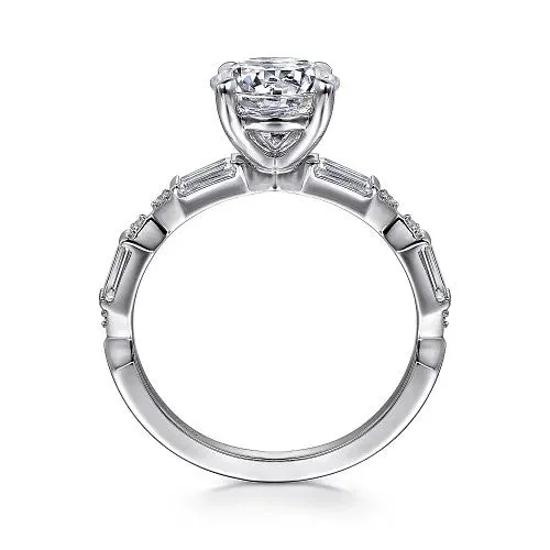 GABRIEL CO Dariella 14K White Gold Round Diamond Engagement Ring Setting Only Rings