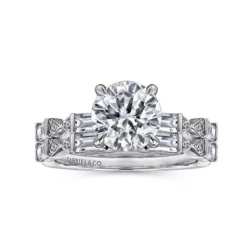 GABRIEL CO Dariella 14K White Gold Round Diamond Engagement Ring Setting Only Rings