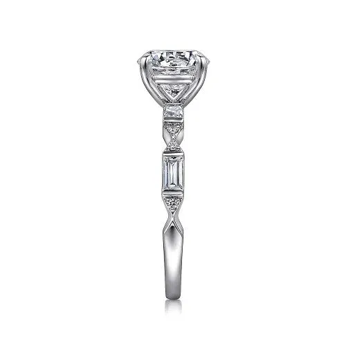 GABRIEL CO Dariella 14K White Gold Round Diamond Engagement Ring Setting Only Rings
