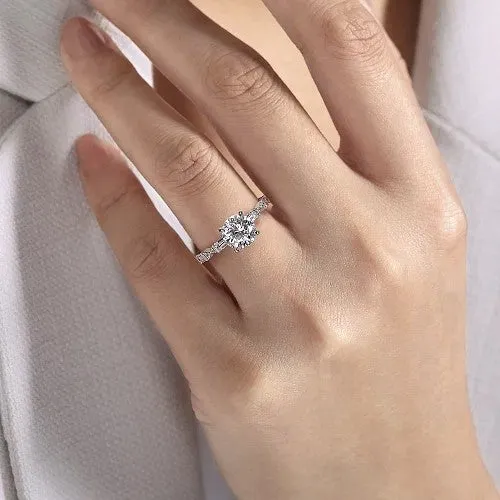 GABRIEL CO Dariella 14K White Gold Round Diamond Engagement Ring Setting Only Rings