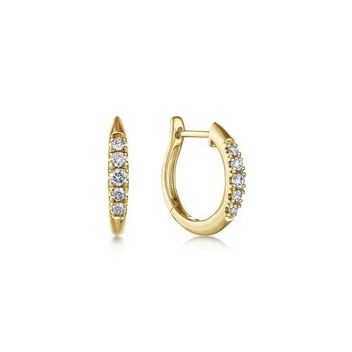 GABRIEL CO Earrings 14K Yellow Gold Classic Round 15mm Diamond Huggie Earrings