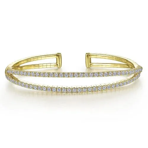 GABRIEL CO Earrings 14K Yellow Gold Split Diamond Cuff