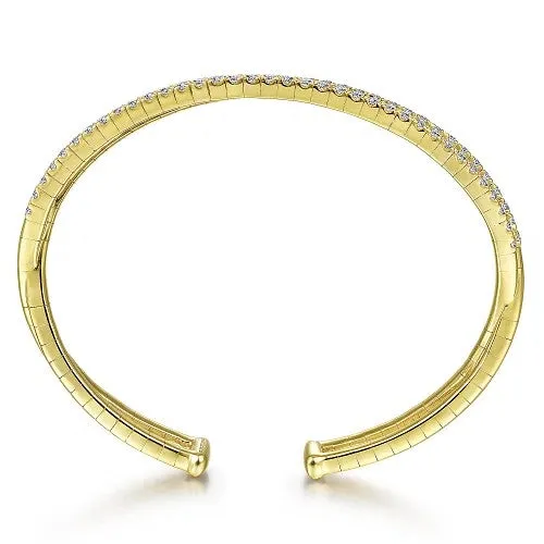 GABRIEL CO Earrings 14K Yellow Gold Split Diamond Cuff