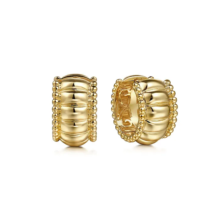 GABRIEL CO Earrings 14K Yellow Plain Gold Bujukan Huggie Earrings
