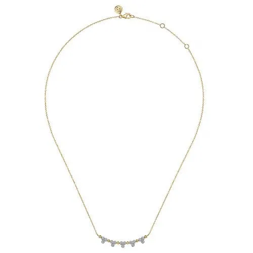GABRIEL CO Necklaces 14K Yellow Gold Bujukan Bar Necklace with Diamond Trio Stations