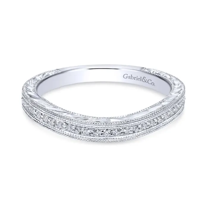GABRIEL CO Rings 14K White Gold diamond controu Wedding Band