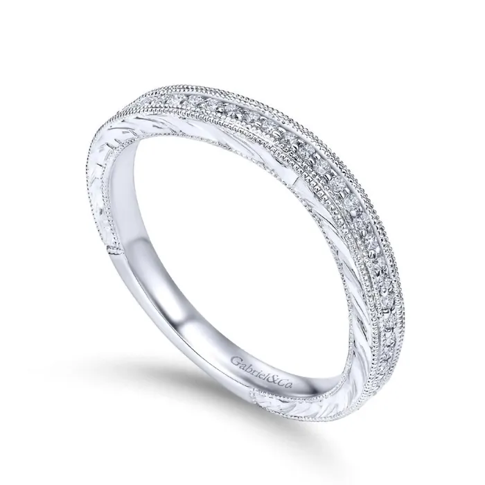 GABRIEL CO Rings 14K White Gold diamond controu Wedding Band