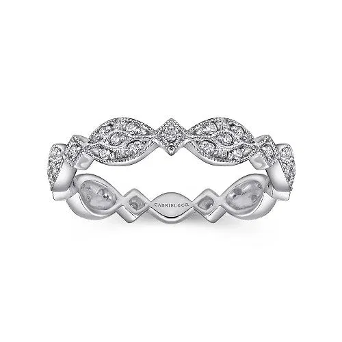 GABRIEL CO Rings 14K White Gold Marquise Station Pave Diamond Stackable Ring GABRIEL CO Rings 14K White Gold Marquise Station Pave Diamond Stackable Ring