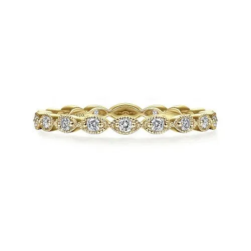 GABRIEL CO Rings 14K Yellow Gold Marquise Station Diamond Stackable Ring