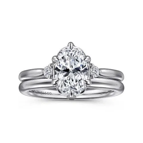 GABRIEL CO Rings Blaise 14K White Gold Oval Three Stone Diamond Engagement Ring Setting Only