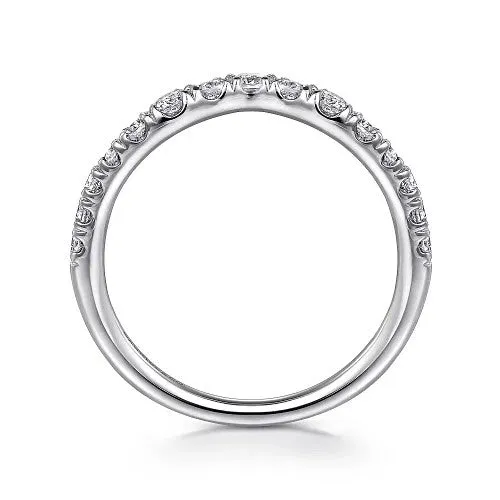 GABRIEL CO Rings Chambery Curved 14K White Gold French Pave Diamond Wedding Band 05 ct