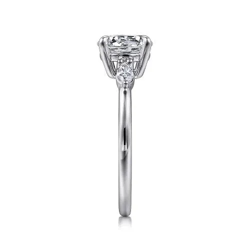 GABRIEL CO Rings Dela 14K White Gold Round Three Stone Diamond Engagement Ring Setting Only GABRIEL CO Rings Dela 14K White Gold Round Three Stone Diamond Engagement Ring Setting Only