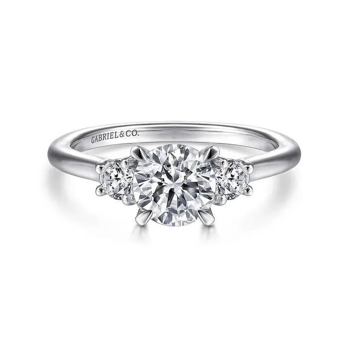 GABRIEL CO Sanaa 14K White Gold Round 3 Stone Diamond Engagement Ring Setting Only Rings GABRIEL CO Sanaa 14K White Gold Round 3 Stone Diamond Engagement Ring Setting Only Rings