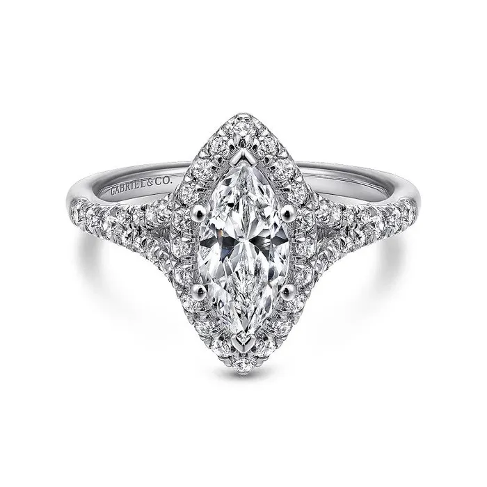 GABRIEL CO Verbena 14K White Gold Marquise Halo Diamond Engagement Ring Setting Only Rings GABRIEL CO Verbena 14K White Gold Marquise Halo Diamond Engagement Ring Setting Only Rings