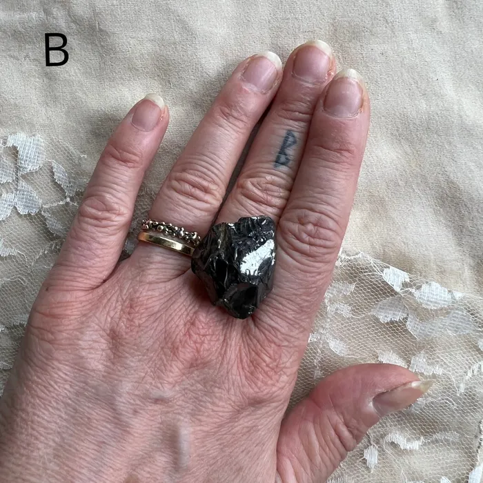 Giardinoblu Rings Silver Shungite Elite Shungite Statement Ring Made to Order 