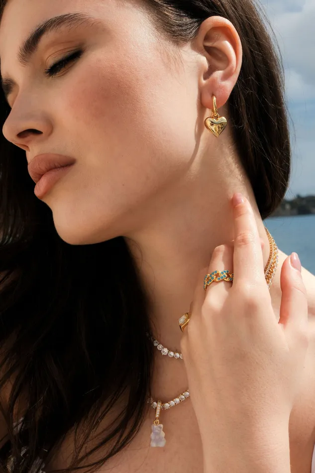 Golden Heart earrings Crystal Haze Jewelry Earrings