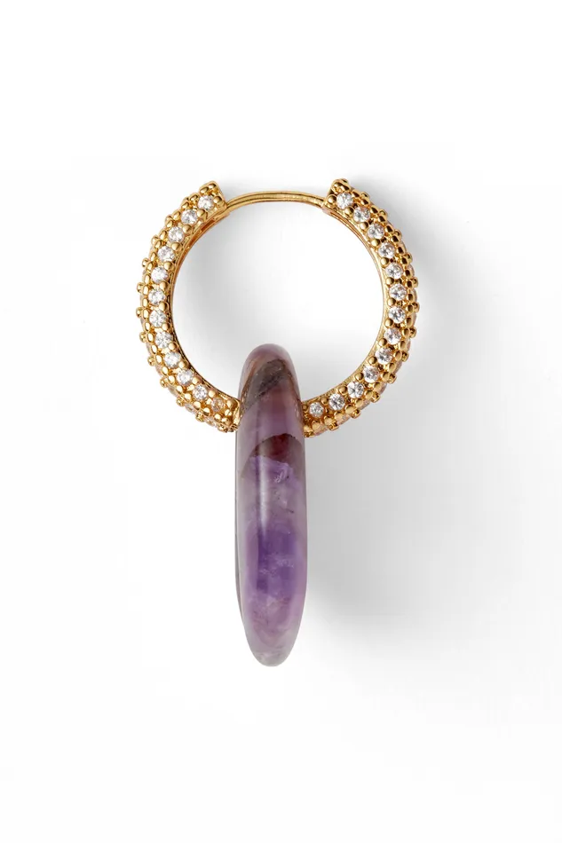 Infinity hoop Amethyst Crystal Haze Jewelry Earrings