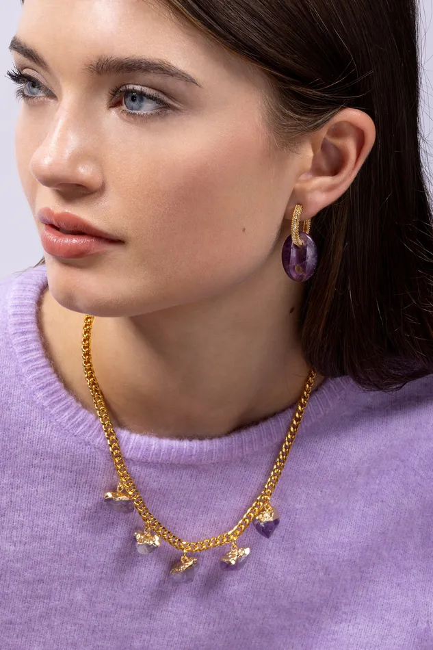 Infinity hoop Amethyst Crystal Haze Jewelry Earrings
