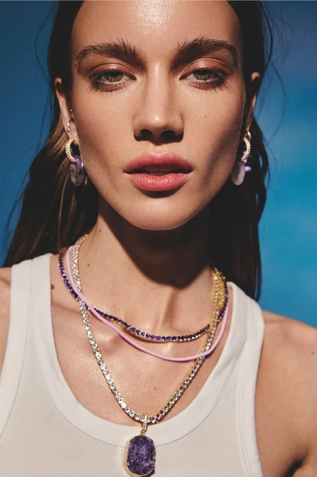 Infinity hoop Amethyst Crystal Haze Jewelry Earrings