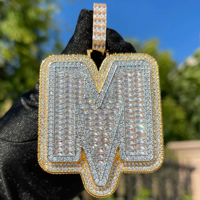 INITIAL Necklaces Lightning Iced Out Initial Custom Name Necklace Pendant INITIAL Necklaces Lightning Iced Out Initial Custom Name Necklace Pendant