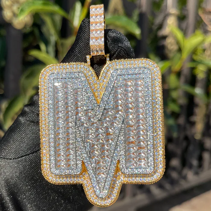INITIAL Necklaces Lightning Iced Out Initial Custom Name Necklace Pendant